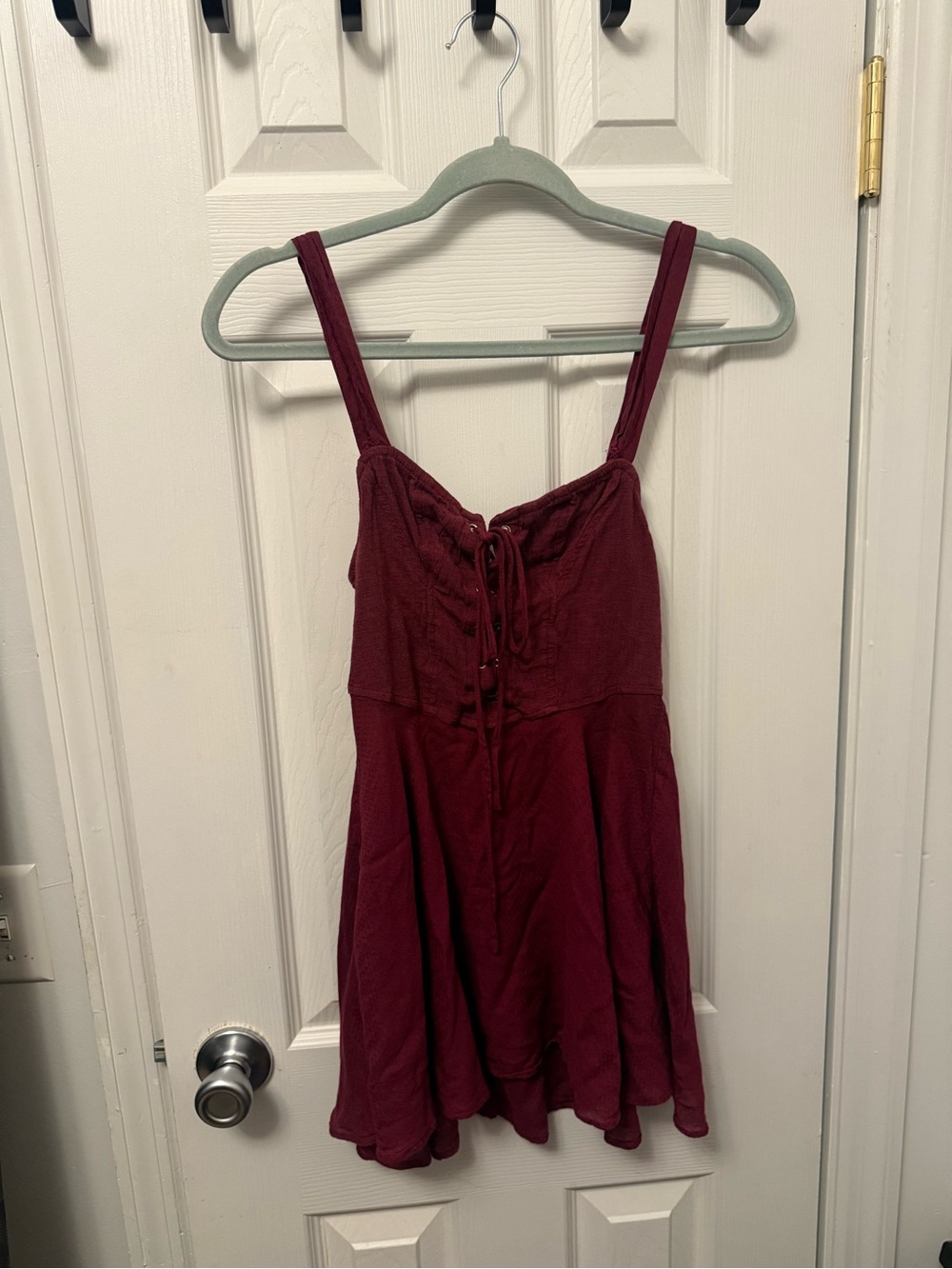 Free People Wine Lace-Up Swing Cami